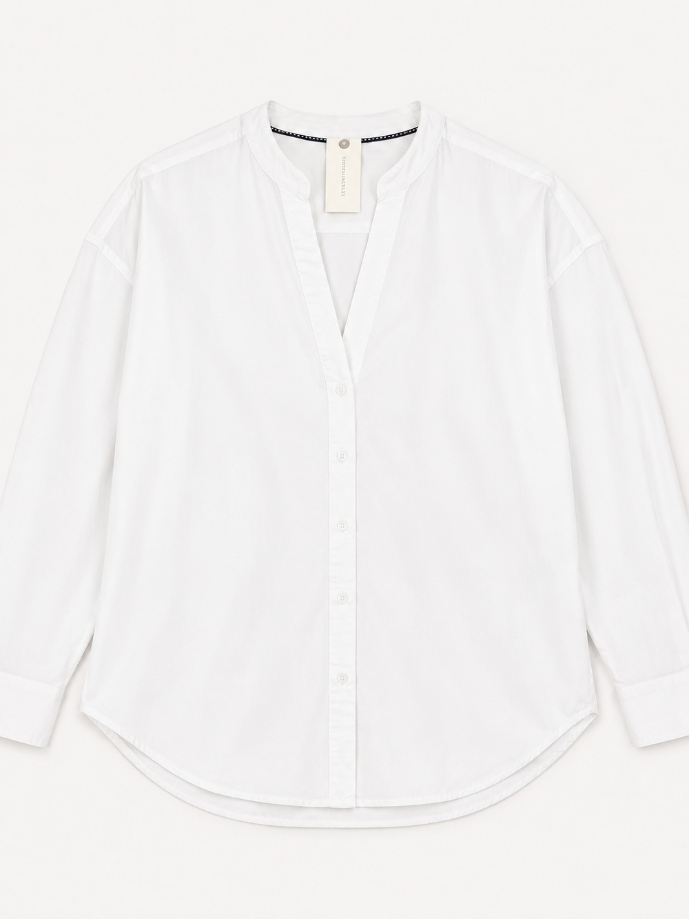 Anthropologie White Band-Collar Button-Front Shirt